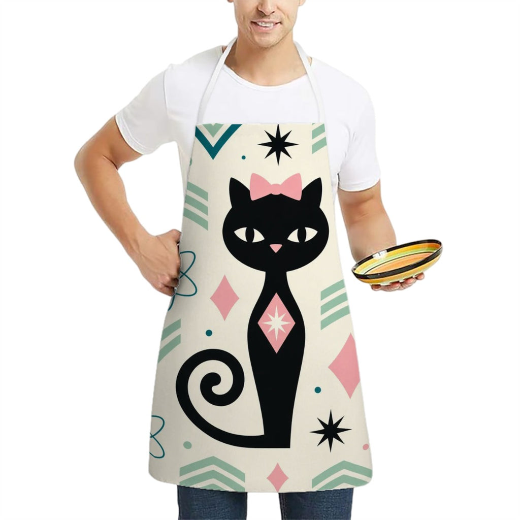 Mid-Century Modern Cat Print Kitchen Apron