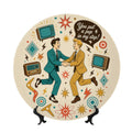 Mid-Century Modern Gay Couple Atomic Love Ceramic Decorative Plate