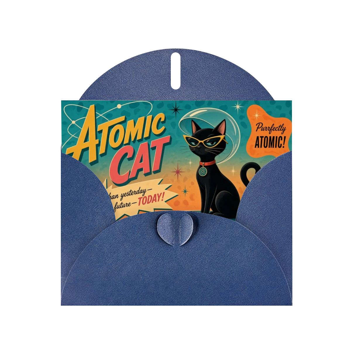 Atomic Cat Mid-Century Modern Greeting Card