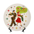 Mid-Century Modern Happy Holidays Dancing Couple Ceramic Decorative Plate