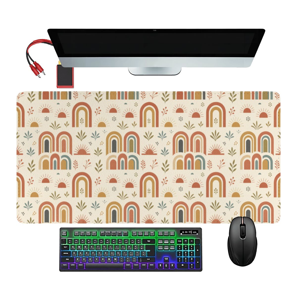 Mid-Century Modern Abstract Geometric Colorblock Extended Mouse Pad