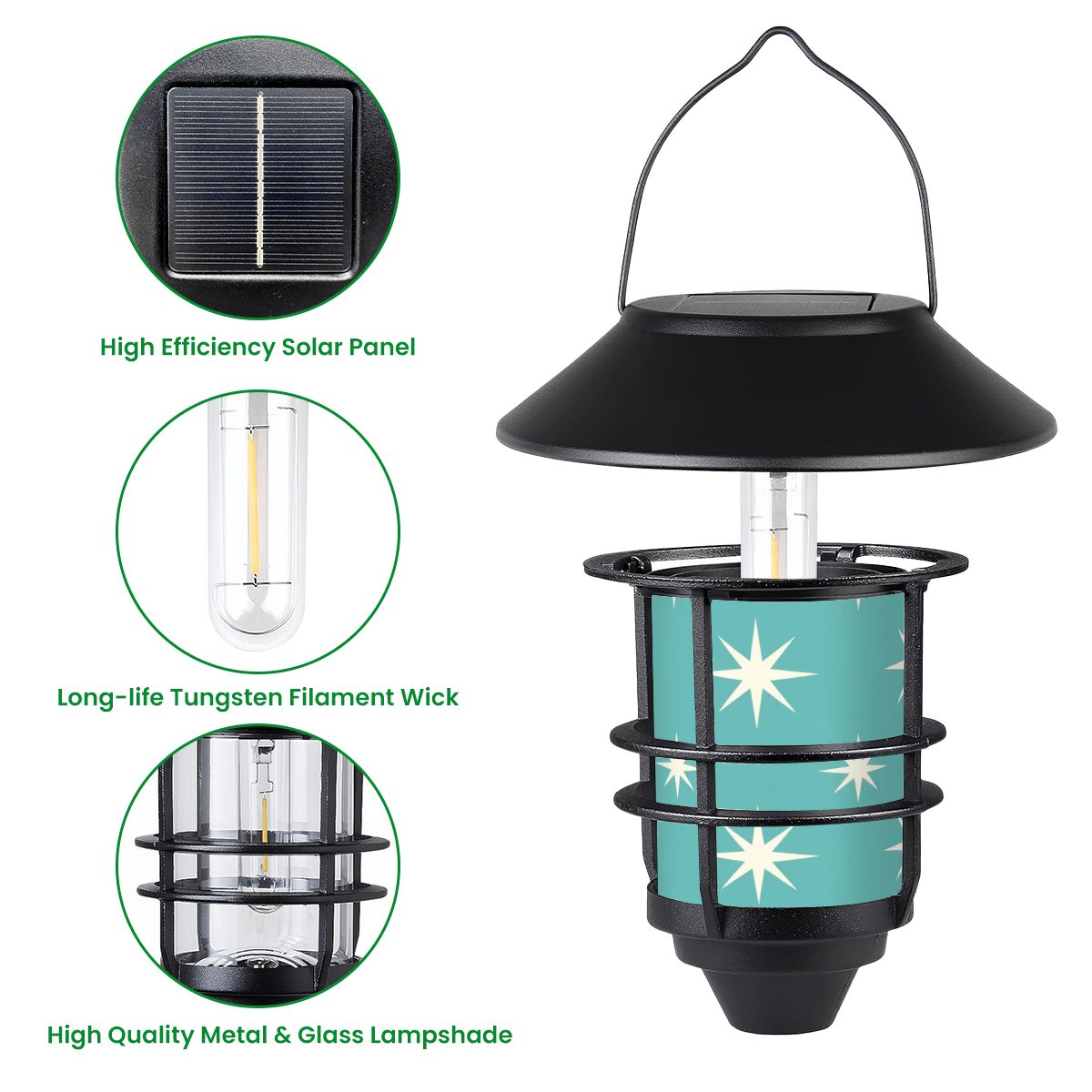 Mid-Century Modern Green Starburst Solar Wall Lights, 2-Piece Set