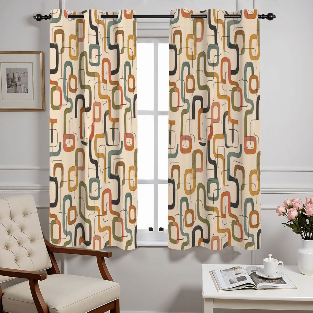 Mid-Century Modern Organic Geometric Blackout Curtains