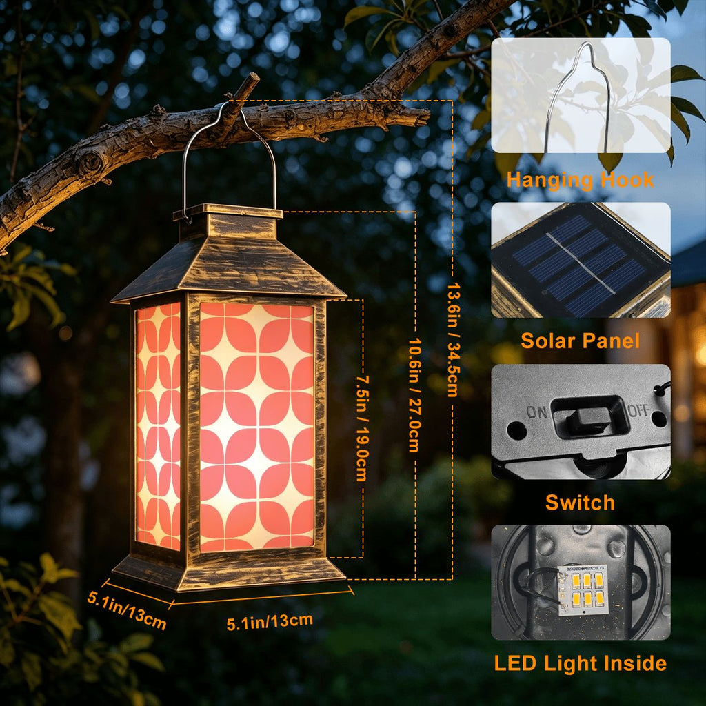 Mid-Century Modern Coral Pebble Solar Lantern
