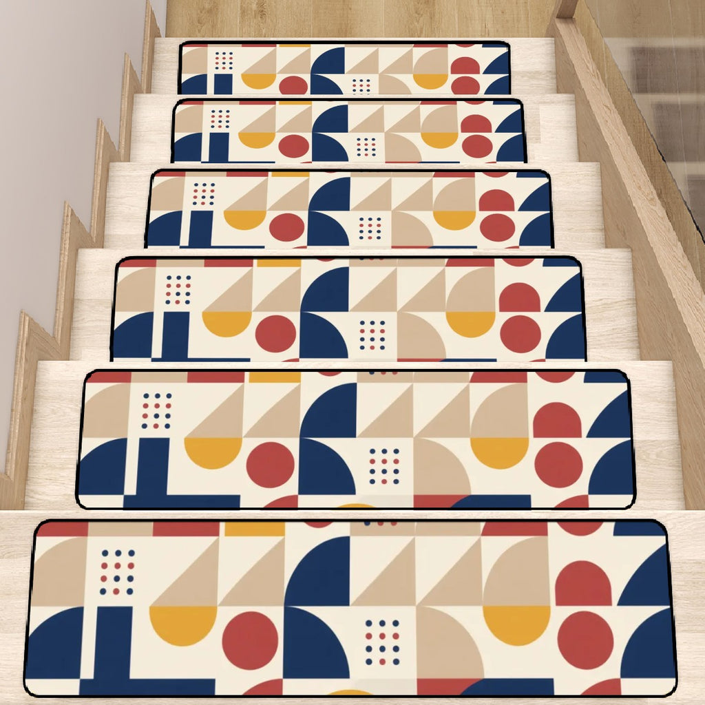 Bauhaus Geometric Non-Slip Stair Tread Set