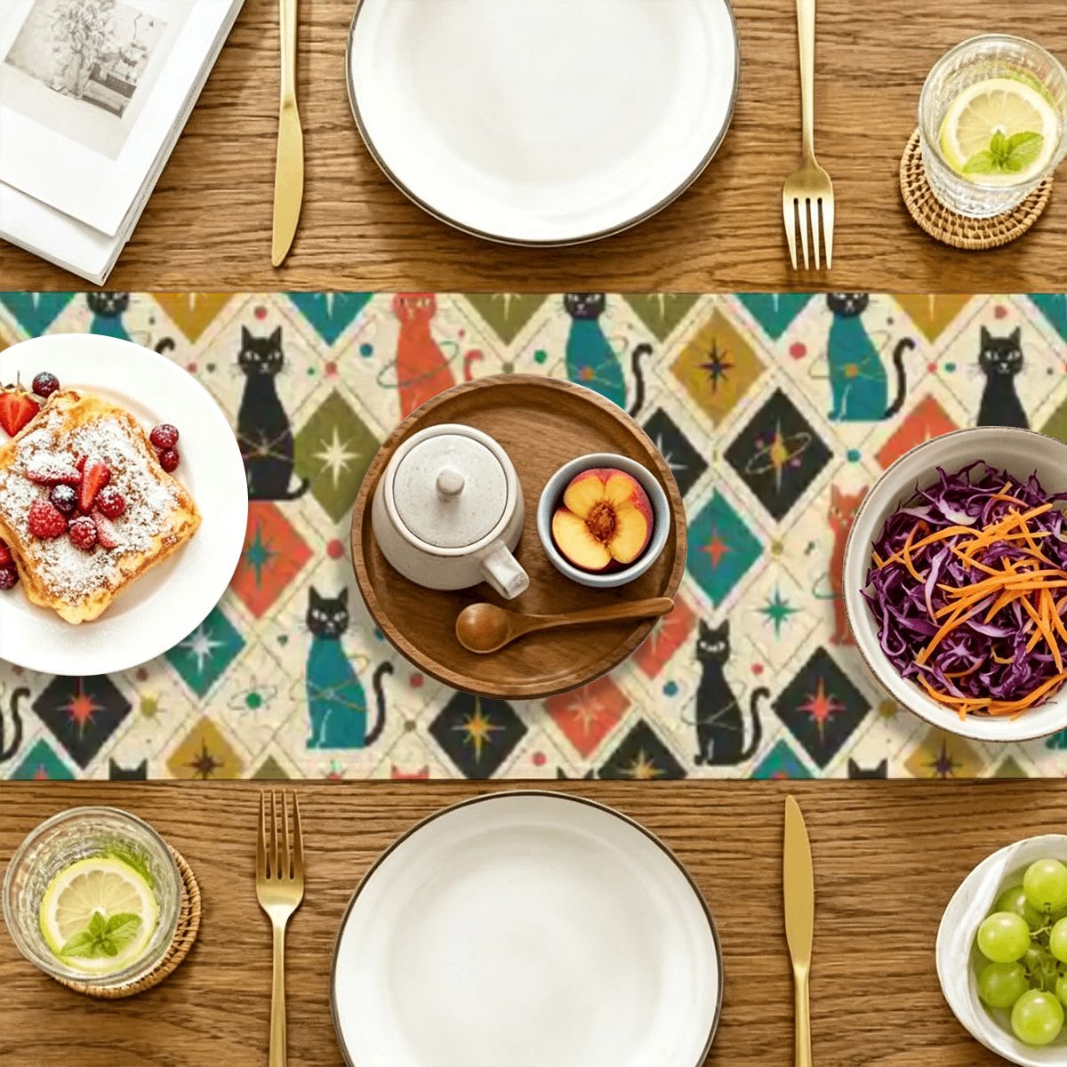 Mid-Century Mosaic Geometric Table Runner