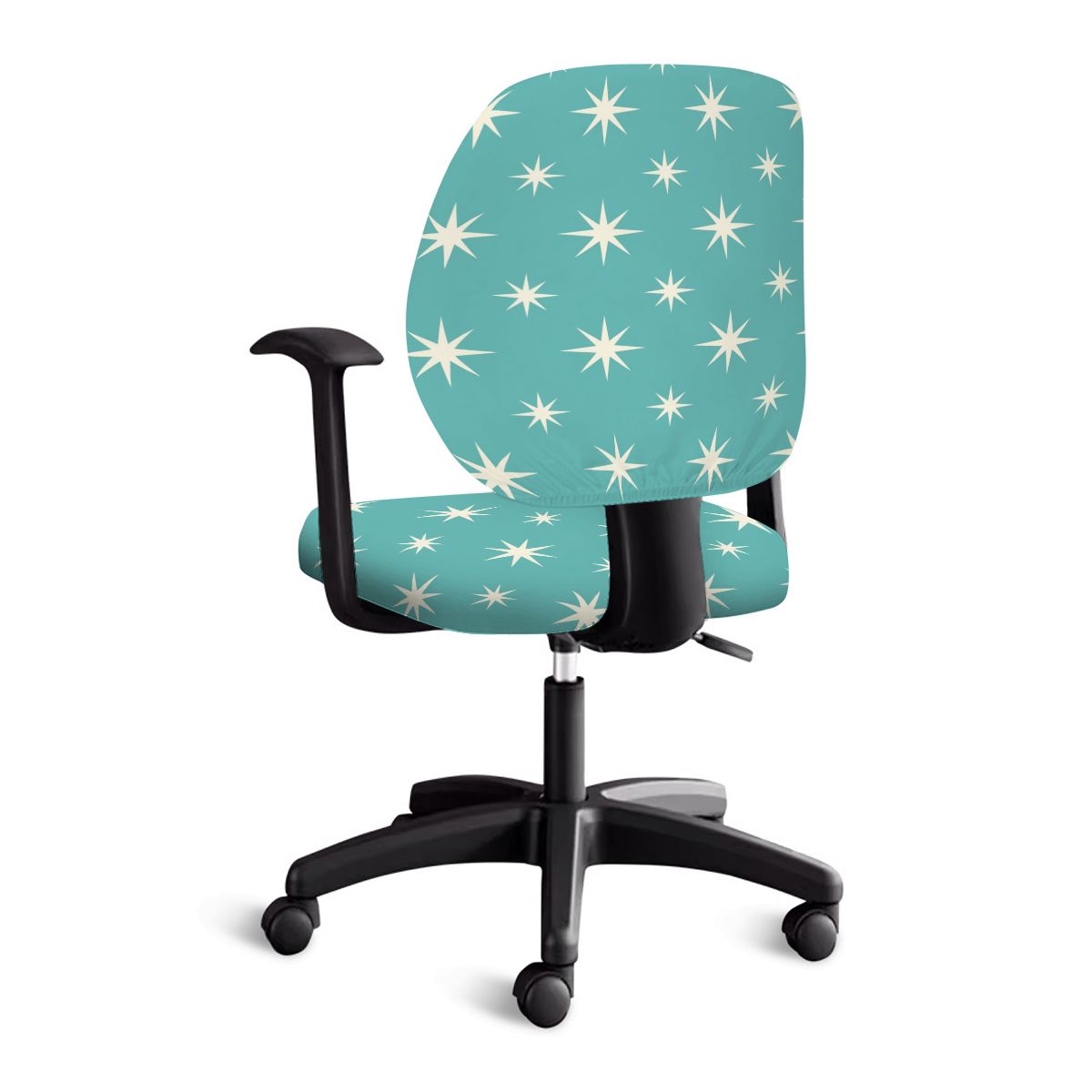 Mid-Century Modern Teal Starburst Office Chair Cover