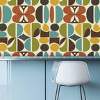 Biomorphic Color Field Mid-Century Peel-and-Stick Wallpaper