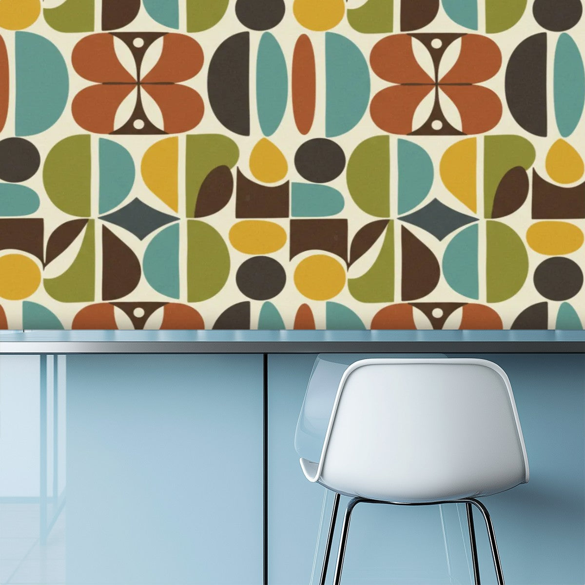 Biomorphic Color Field Mid-Century Peel-and-Stick Wallpaper