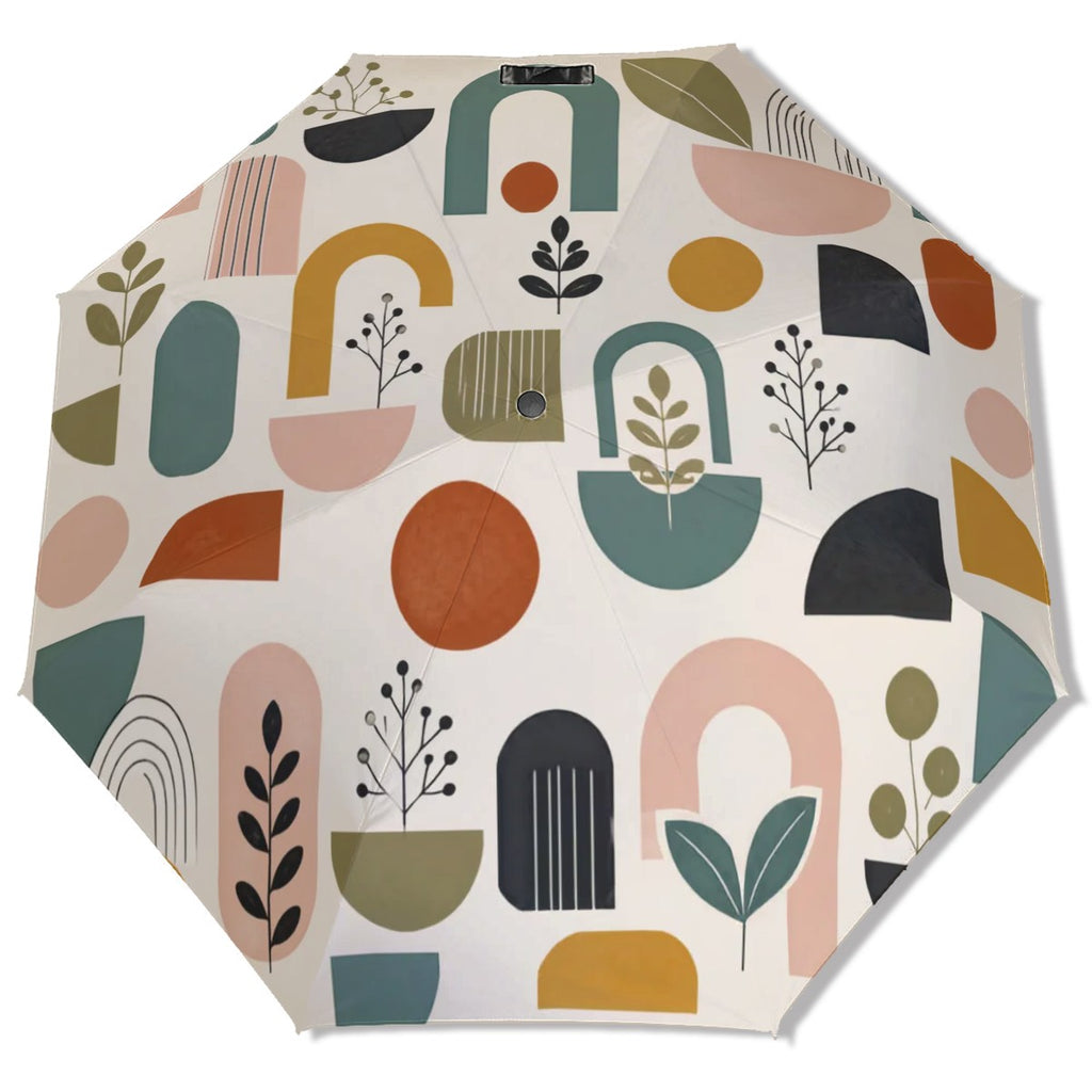 MCM-Era Abstract Botanical Print UV Protection Umbrella