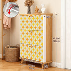 Mid-Century Mustard Geometric Shoe Cabinet
