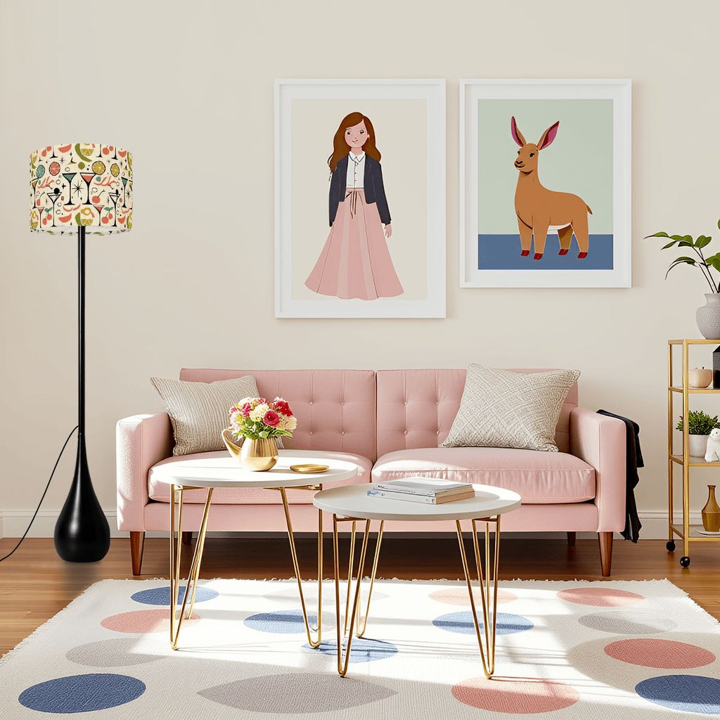 Mid-Century Modern Martini Glass Teardrop Floor Lamp