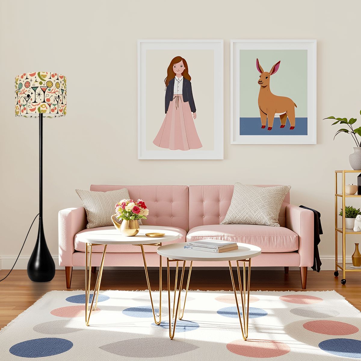 Mid-Century Modern Martini Glass Teardrop Floor Lamp