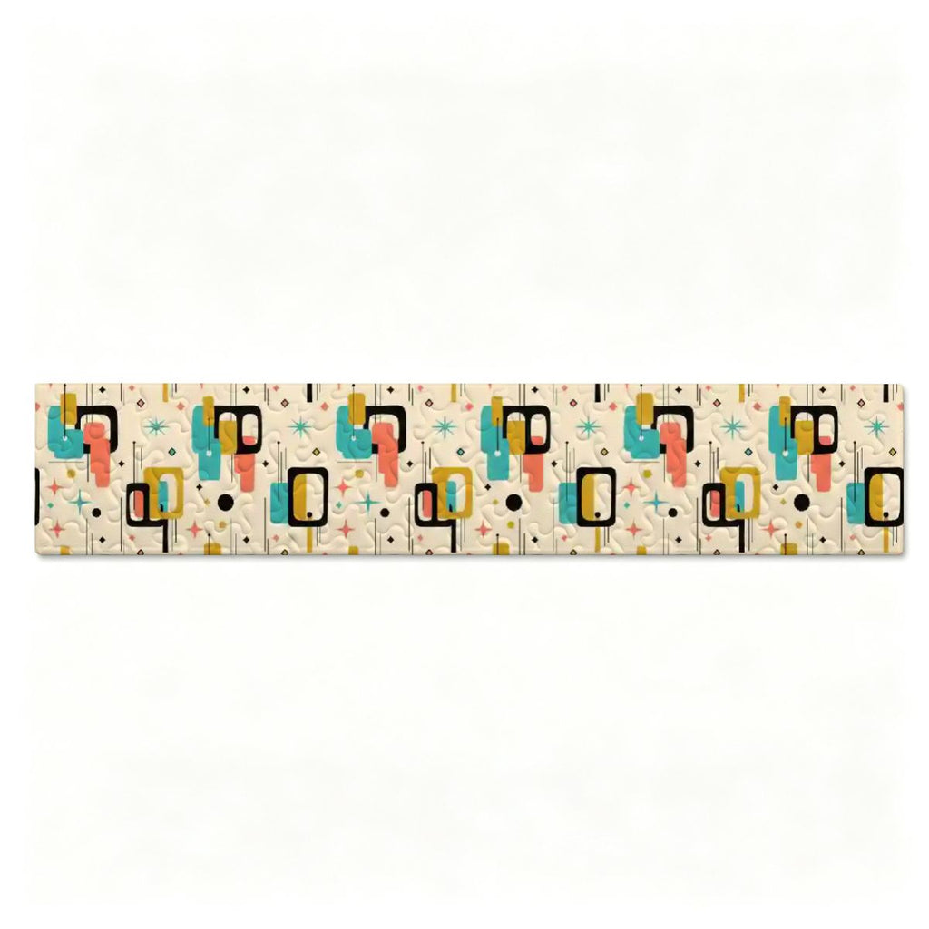 Mid-Century Illustrated Geometric Table Runner