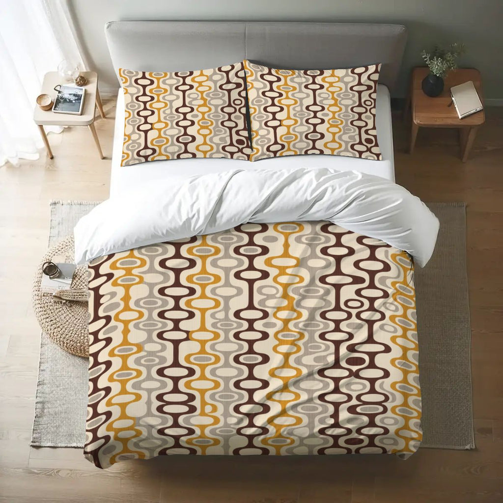 Mid-Century Modern Geometric Queen Duvet Cover Set