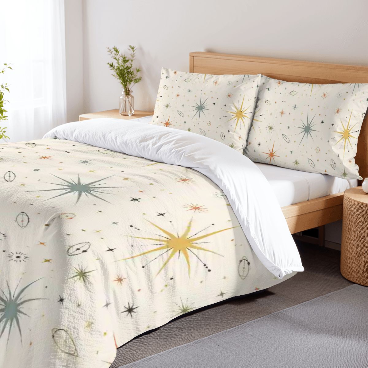 Atomic Starburst Mid-Century Modern Duvet Cover Set