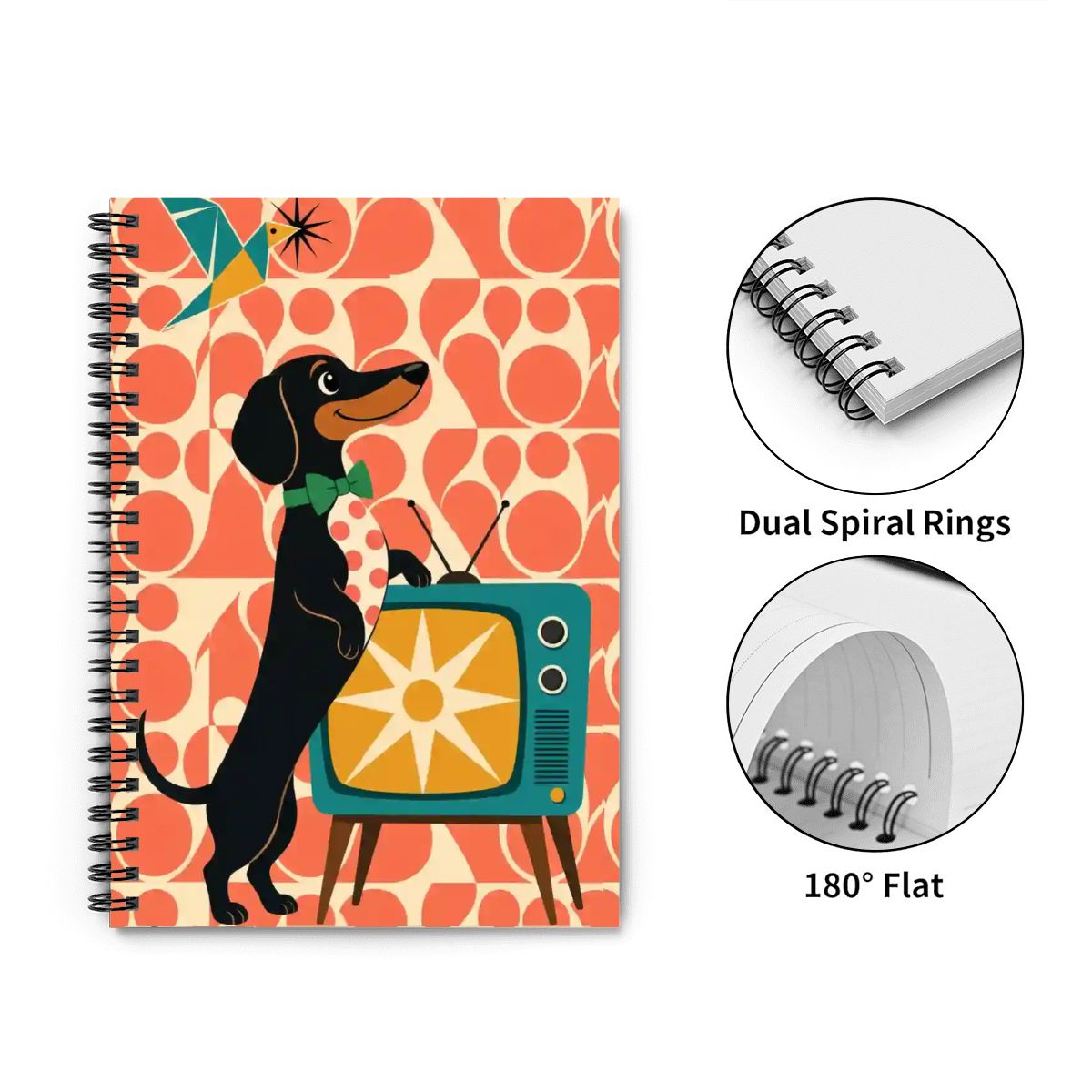 Mid-Century Modern Atomic Dog Spiral Notebook