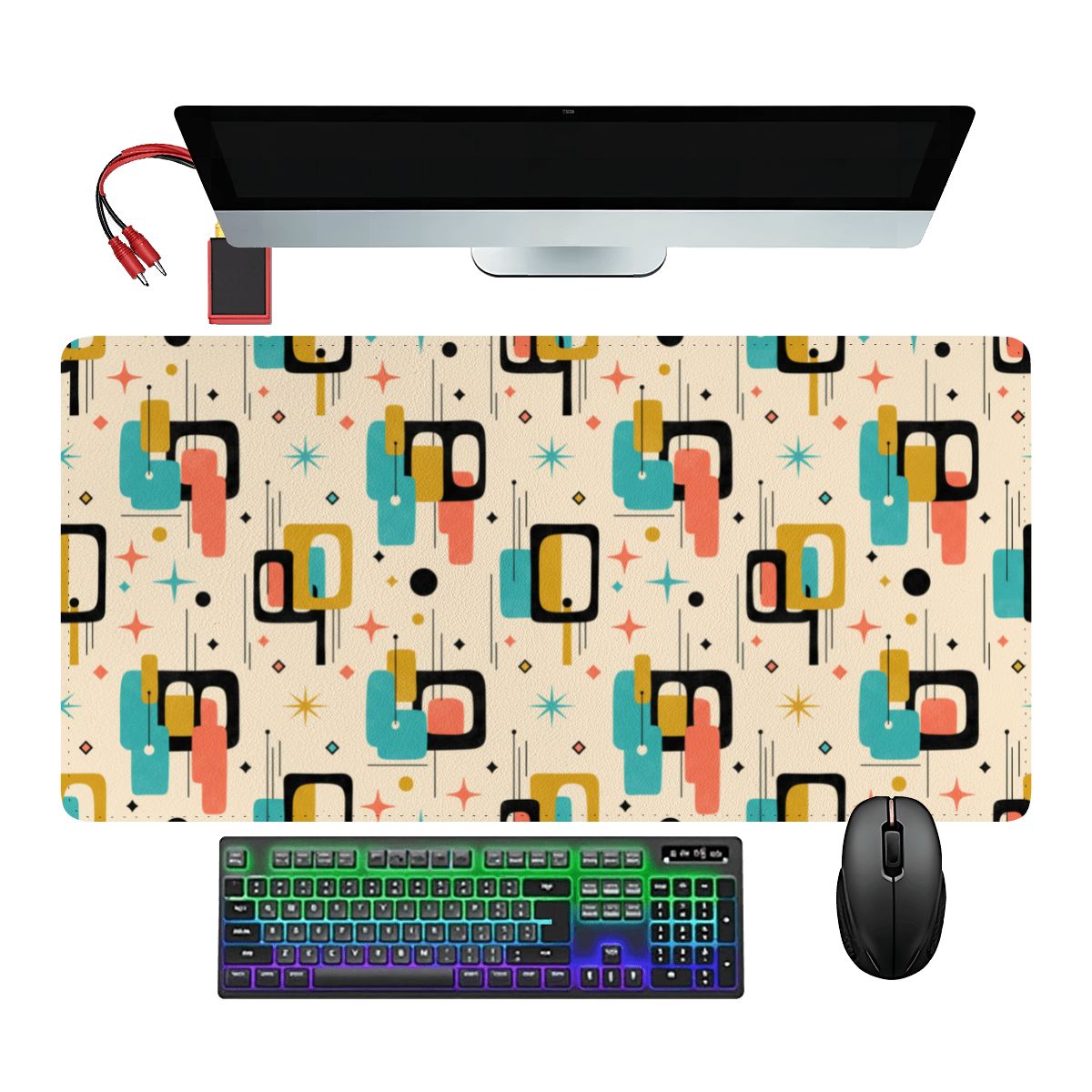 Mid-Century Modern Geometric Color Field Extended Mouse Pad