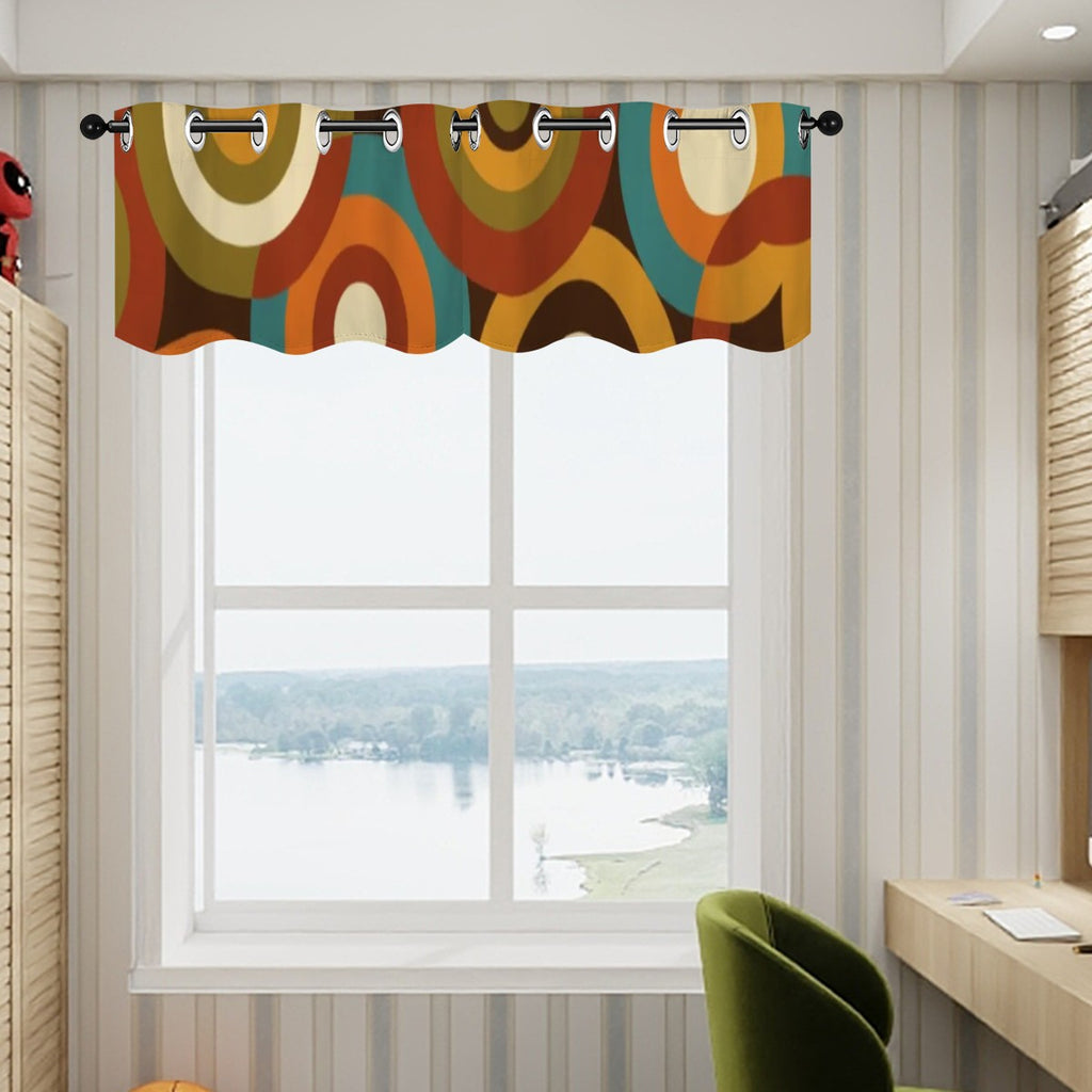 Mid-Century Modern Window Valance — Groovy Waves, 2 Panels (52"×18")