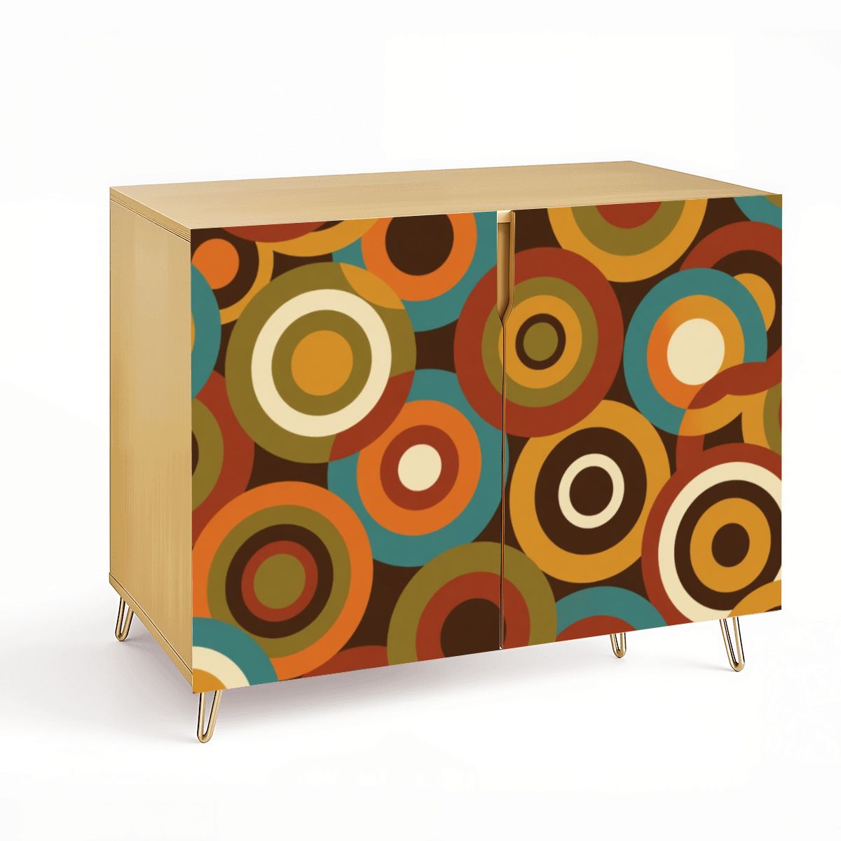 Mid-Century Modern Concentric Circle Storage Cabinet, Made in USA