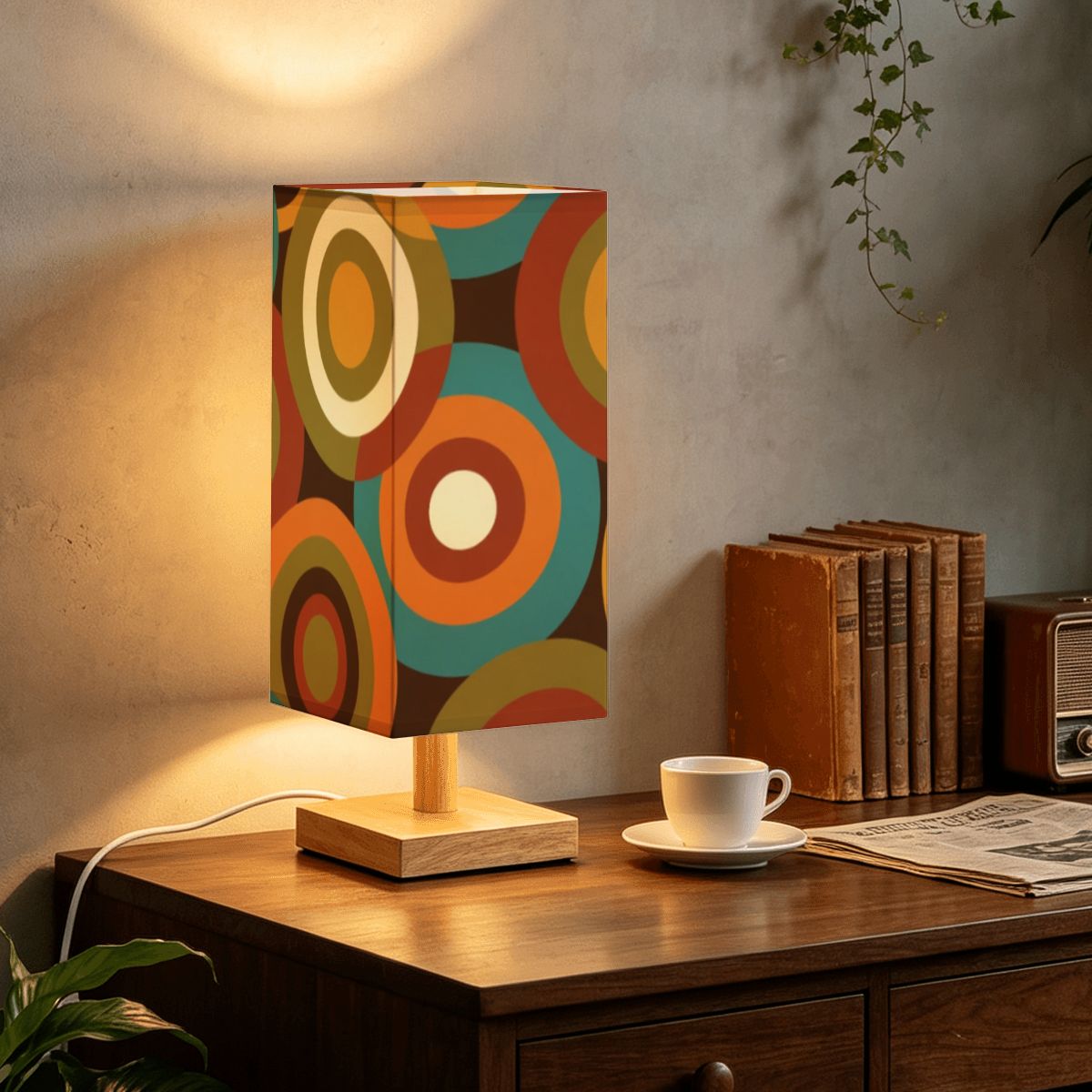 Mid-Century Modern Atomic Ring Color-Changing Table Lamp