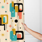 Mid-Century Modern Atomic Geometry Shower Curtain