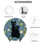 Mid-Century Modern Atomic Cat Moonlight Duo Ceramic Decorative Plate