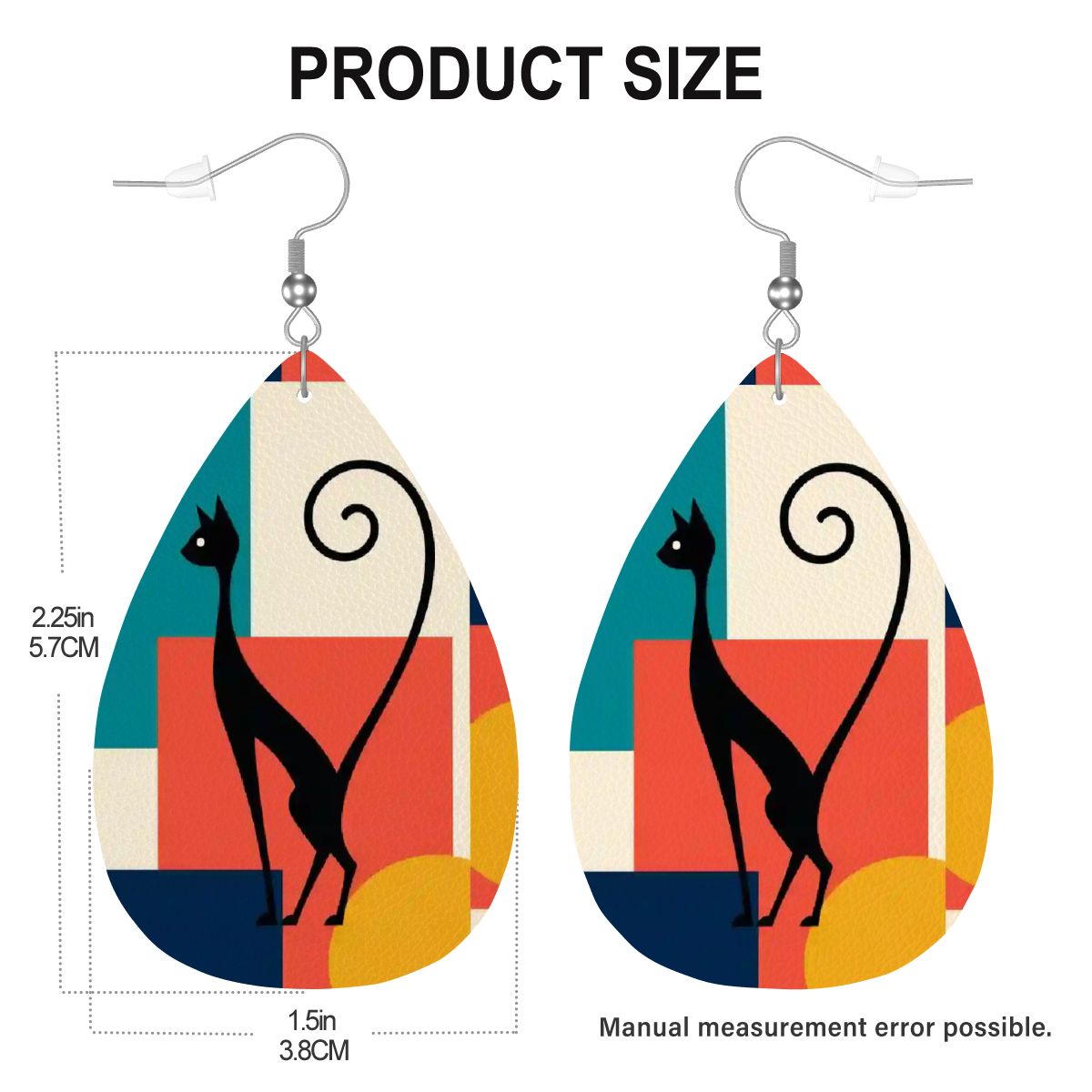Atomic Color-Block Mid-Century Modern Drop Earrings