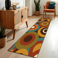 Mid-Century Modern Concentric Colorblock Runner Rug