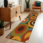 Mid-Century Modern Concentric Colorblock Runner Rug