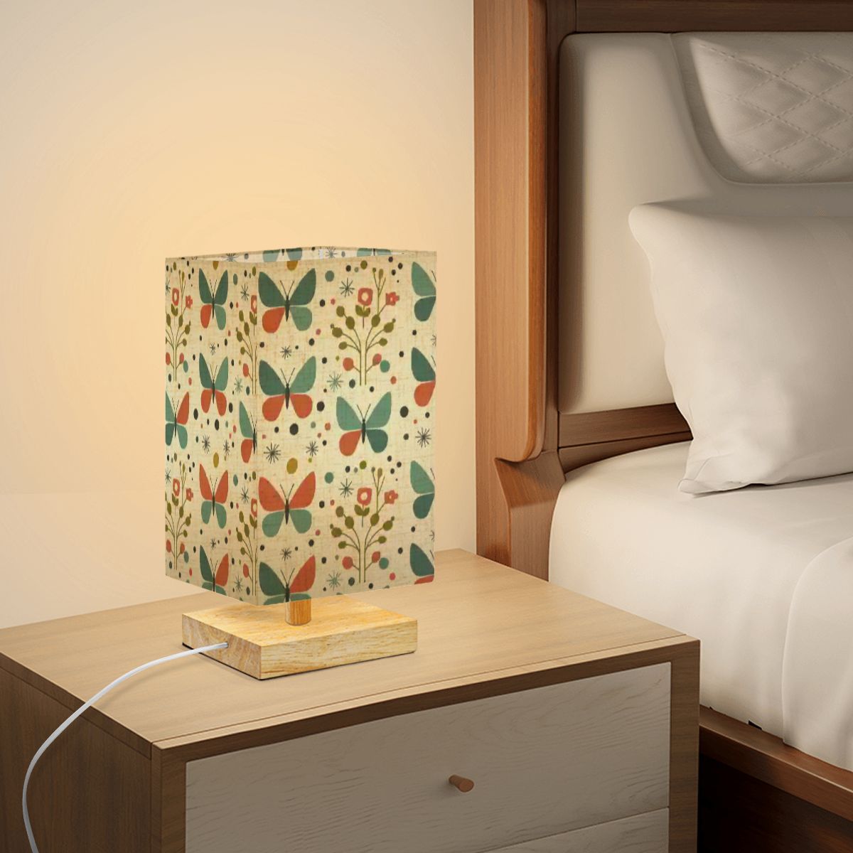 Mid-Century Modern Atomic Butterfly Garden Square Table Lamp