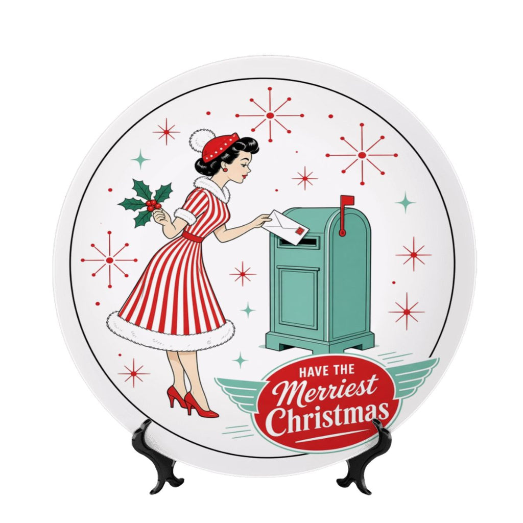 Mid-Century Modern Merriest Christmas Ceramic Decorative Plate