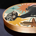 Mid-Century Modern Space-Age Atomic Cat Arched Canvas