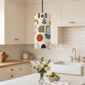 Mid-Century Modern Pendant Light in Mod Abstract | Cylinder Ceiling Light
