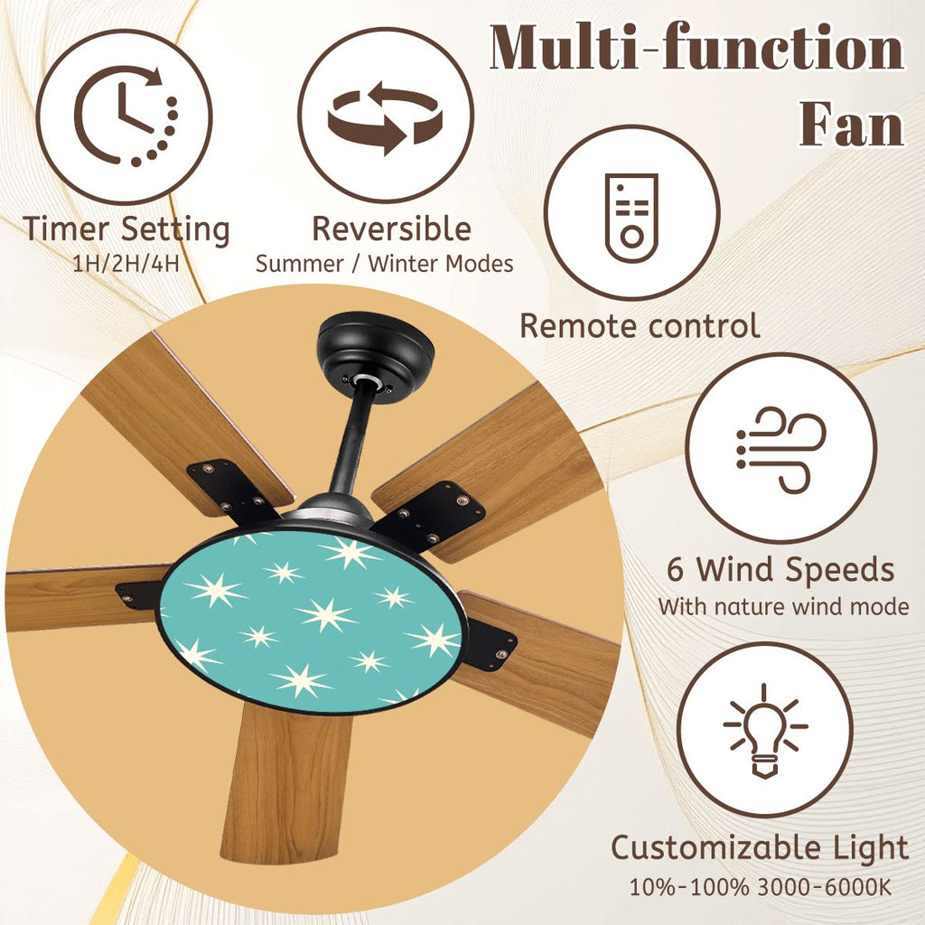 Turquoise Starburst 42-Inch Ceiling Fan with Light