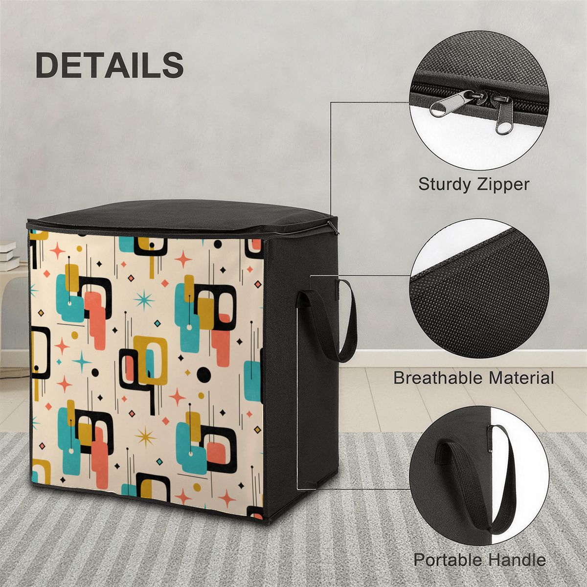 Mid-Century Modern Geometric Comforter Storage Bag
