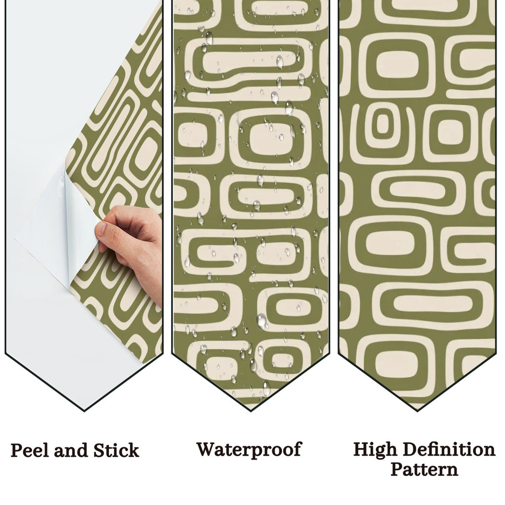 Mid-Century Organic Geometric Peel-and-Stick Wallpaper