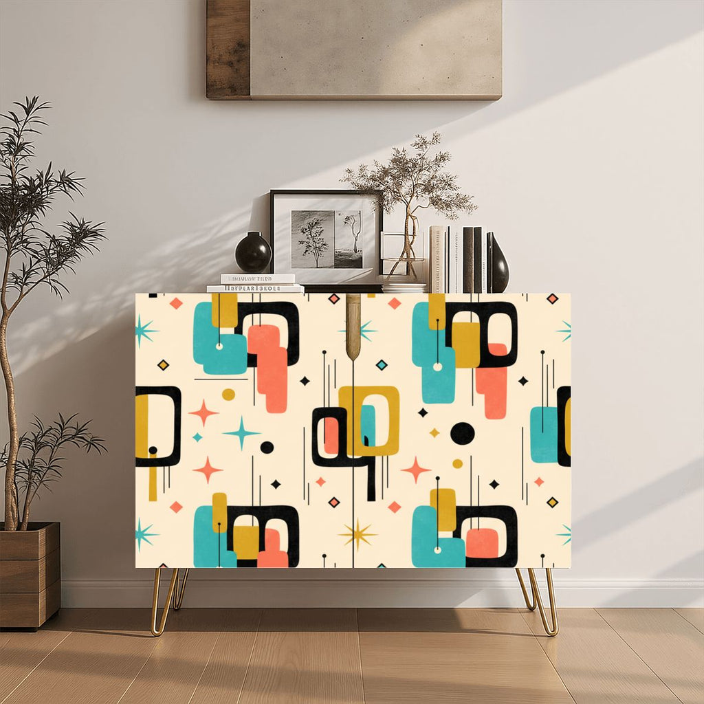 Mid-Century Modern Geometric Storage Cabinet, Made in USA