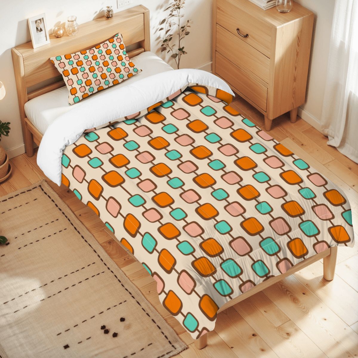Mid-Century Modern Geometric Twin Comforter Set