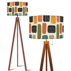 Mid-Century Modern Atomic Pebble Print Tripod Floor Lamp