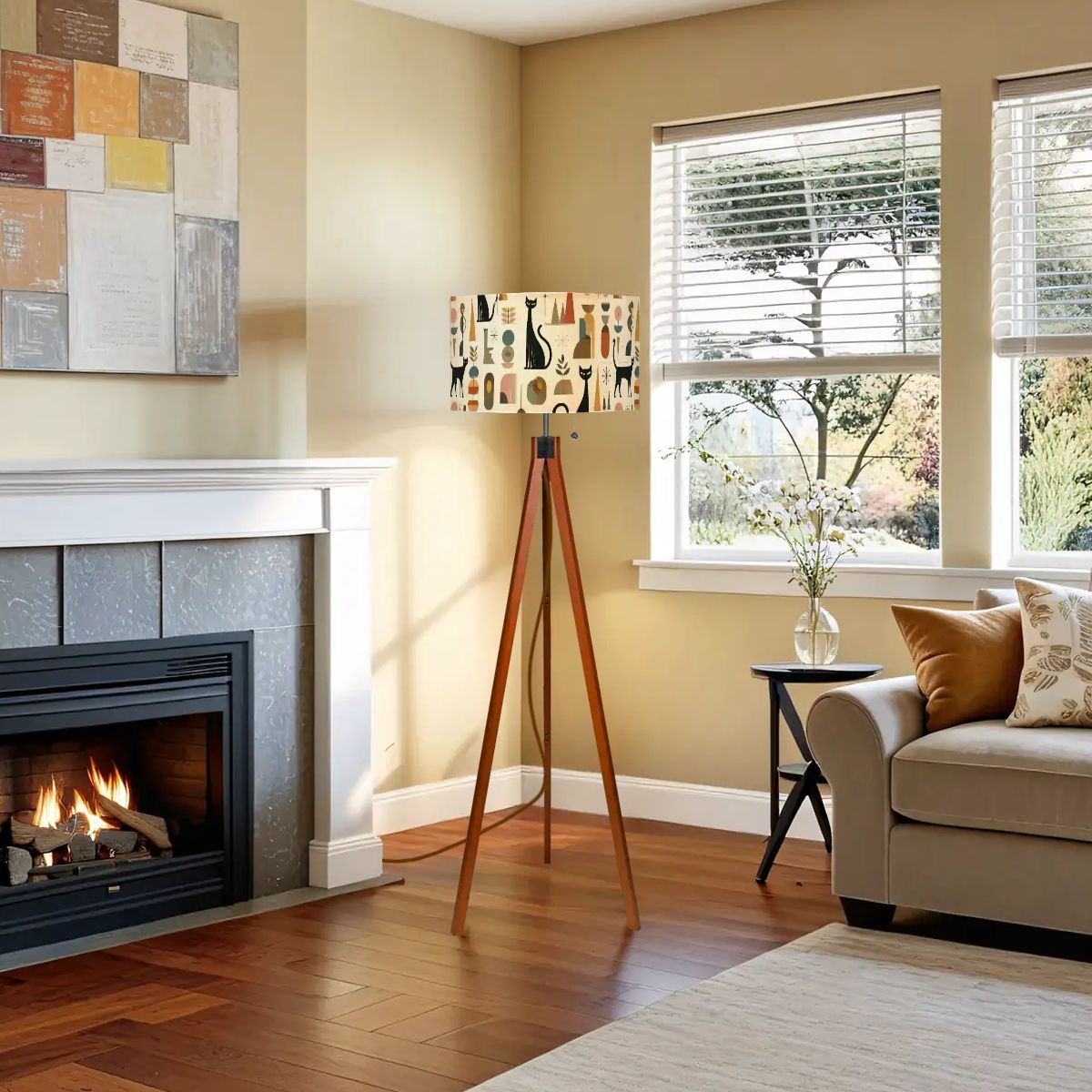 Mid-Century Modern Abstract Geometric Tripod Floor Lamp