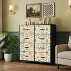 Mid-Century Modern Botanical Leaf 8-Drawer Dresser