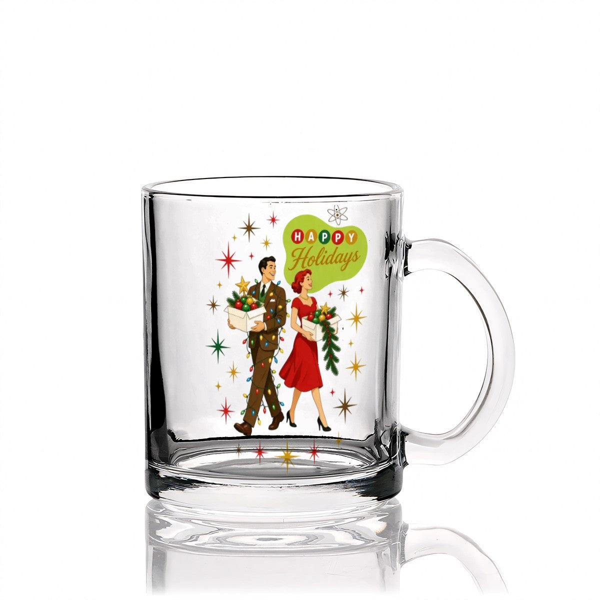 Mid-Century Modern Festive Character Glass Mug