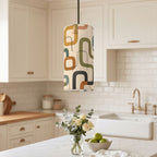 Mid-Century Modern Pendant Light in Gold Links | Cylinder Ceiling Light