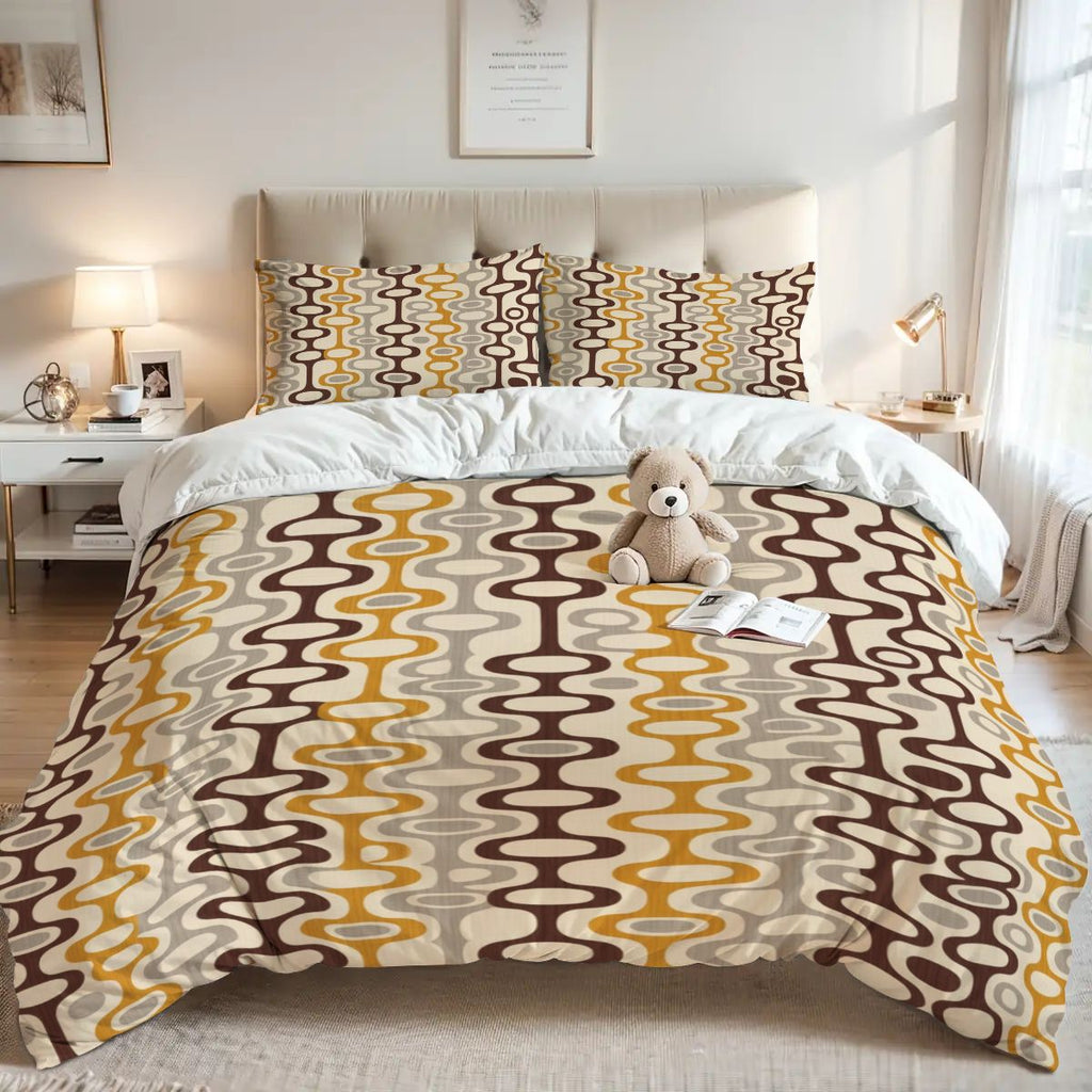 Mid-Century Modern Geometric Queen Duvet Cover Set