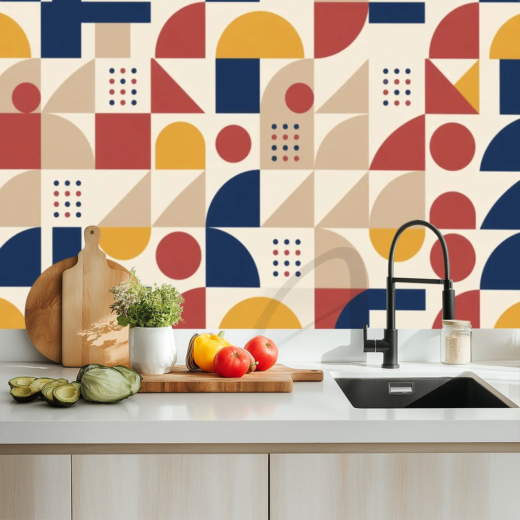 Bauhaus Geometric Peel-and-Stick Wallpaper