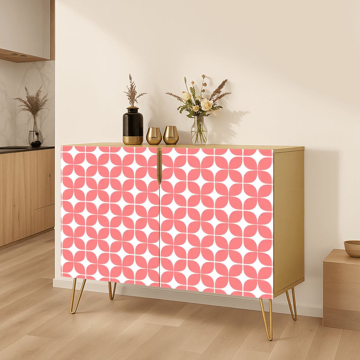 Mid-Century Modern Coral Atomic Geometric Storage Cabinet, Made in USA