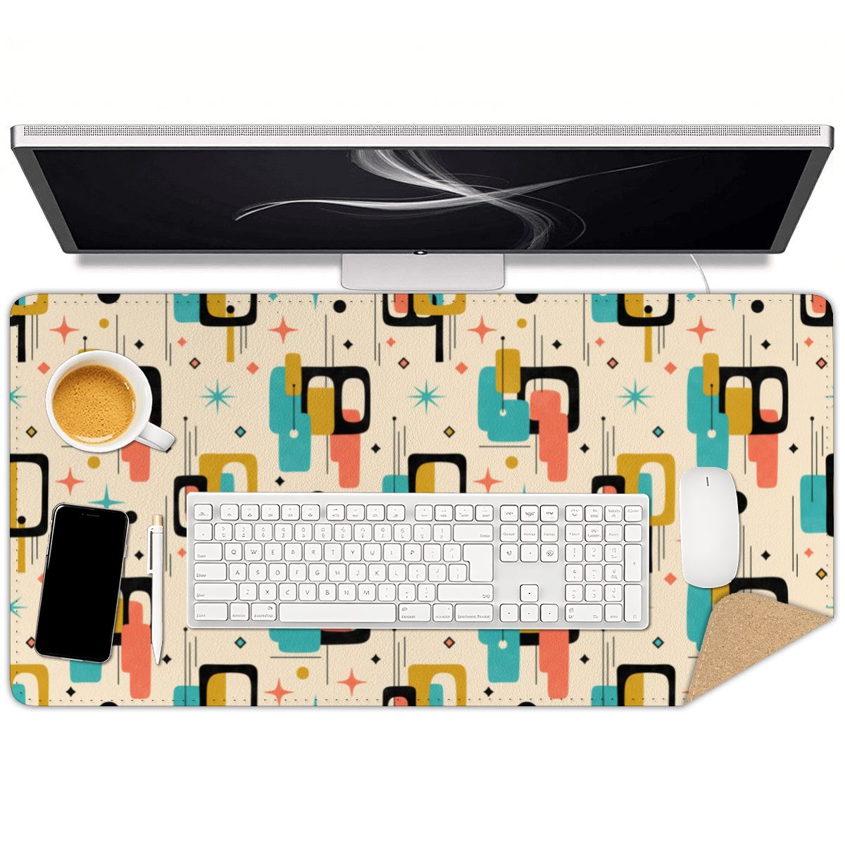 Mid-Century Modern Geometric Color Field Extended Mouse Pad