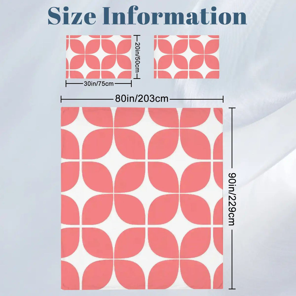 Mid-Century Modern Coral Geometric Duvet Cover Set