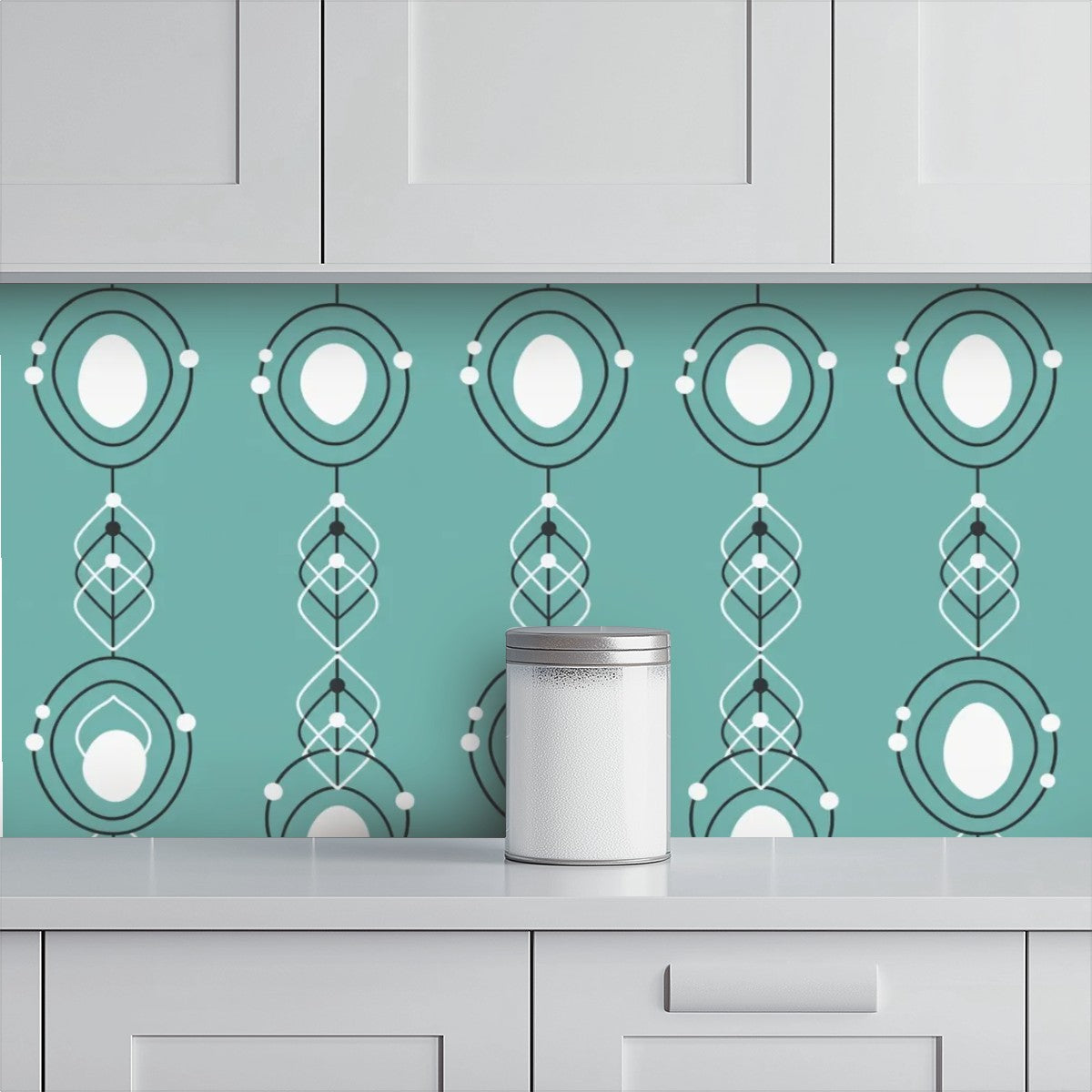 Mid-Century Turquoise Geometric Peel-and-Stick Wallpaper
